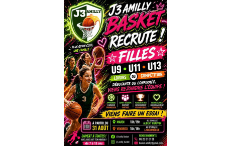 Recrutement Basket Féminin : Rejoins la famille J3 Amilly !